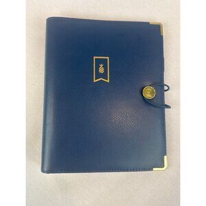 Emily Ley Simplified System Organizer Planner Cover Navy Blue Gold Faux Leather